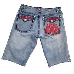 PEPE JEANS LONDON Raw Hem Light Wash Denim Shorts Jeans Size 36